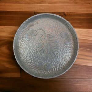 West Bend Hammered Aluminum Set Of 5 Coasters Acorn Oak Leaf Barware MCM